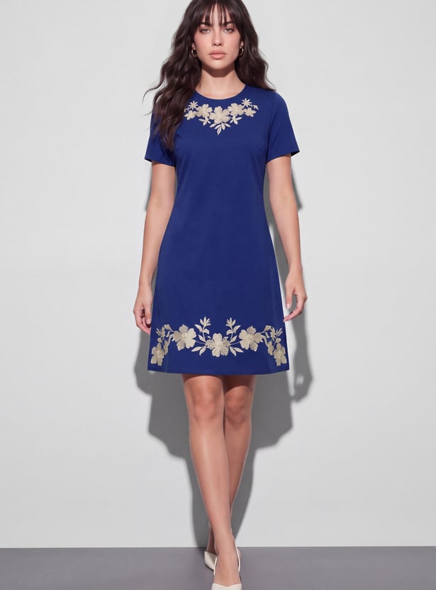 Women's Embroidered Mini Shift Dress