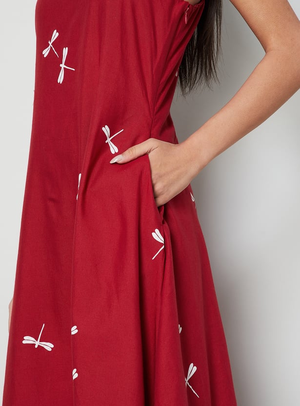 COLOUR ME Printed A-line Dress - Image 3