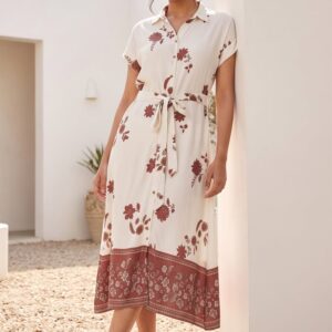 COLOUR ME Floral Print Midi Shirt Dress